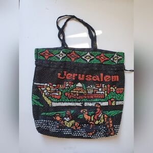 Jerusalem beaded tote bag